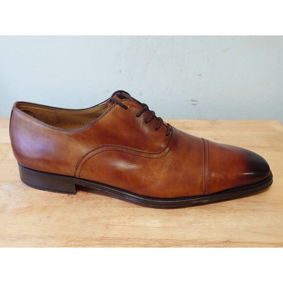 Magnanni Captoe Oxford Dress Shoes Cognac Brown Men’s Size 14M Made In Spain